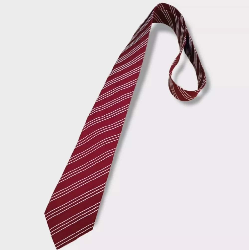 EMPORIO ARMANI Current Red/White Striped Silk LUXURY Slim Tie ITALY